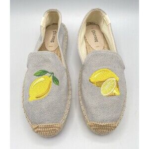 Soludos Espadrille Womens 7 Lemon Fruit Embroidered Organic Cotton Slip On Shoes